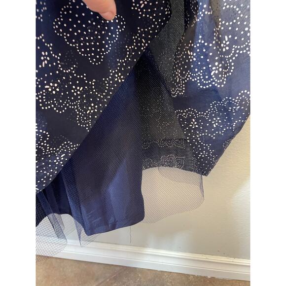 Vintage Dress Navy Blue White Print Maxi Long Prairie Regency - Picture 8 of 11